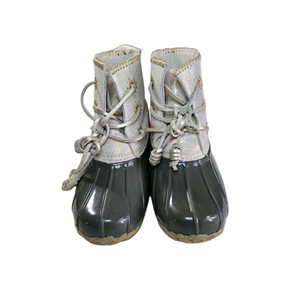 Jack Rogers Chloe Duck Rain Boots Olive Green Gold Sz 7  Shimmery Waterproof